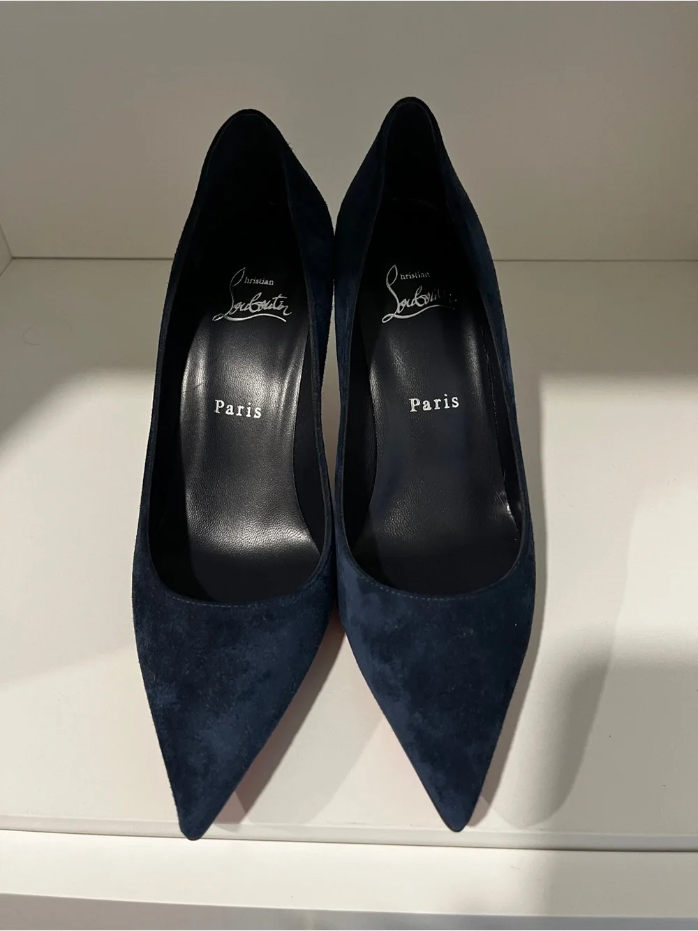 Christian Louboutin Navy Suede Pointed Toe Pumps - NEVER worn
